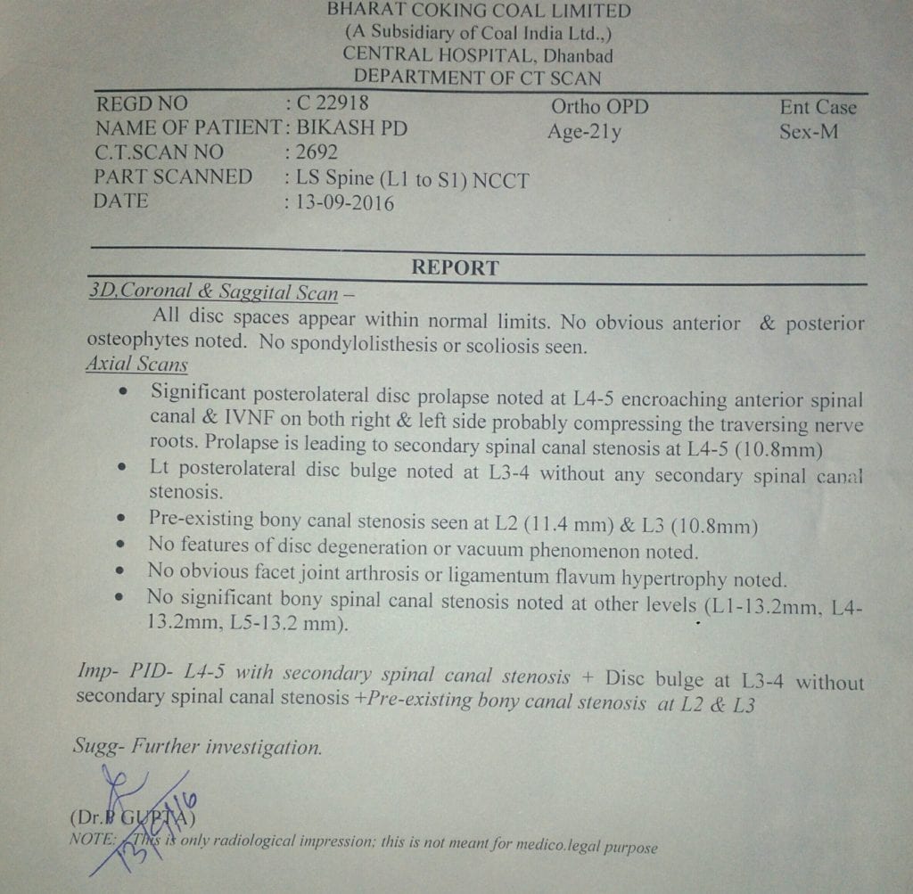 Ayurvedic Treatment for L2-L3, L4-L5 Secondary Spinal Canal Stenosis